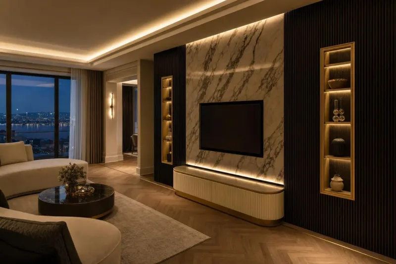 İzvemo TV ünitesi projesi için hazırlanmış gerçek 3D görselleştirme