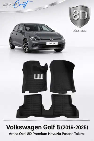 OtoCraft 8D havuzlu paspas için Volkswagen Golf 8 2019–2025 ürün tanıtım kapağı